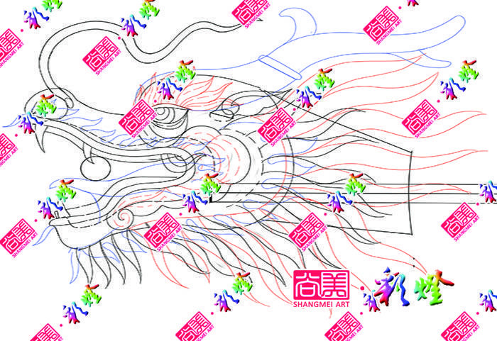 牛年彩燈《龍騰四?！反笮椭黝}彩燈龍頭放樣圖