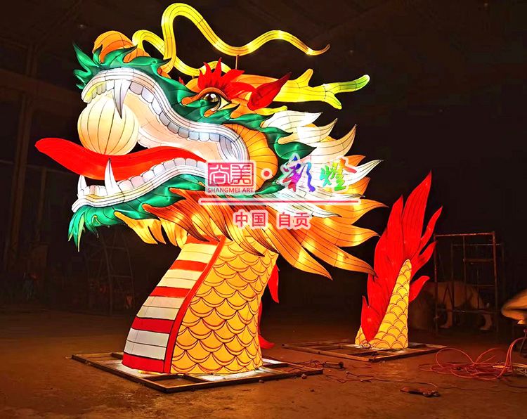 端午節(jié)龍舟龍頭、龍尾彩燈的亮燈測試效果
