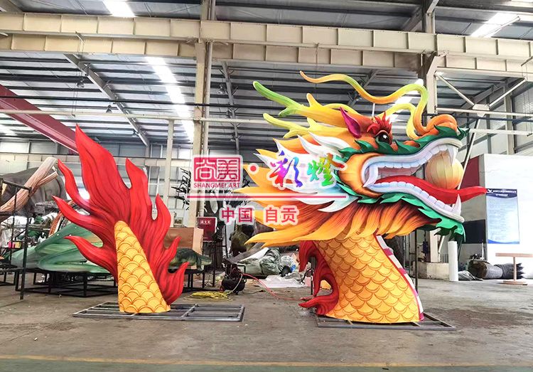 端午龍舟龍頭、龍尾美工著色噴涂白天效果